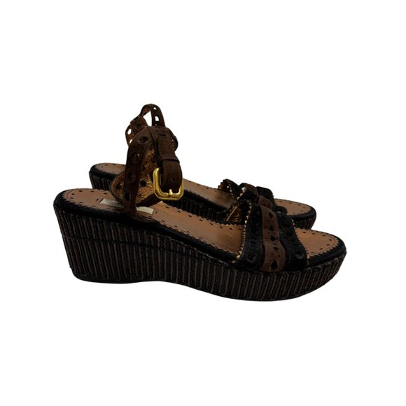 Prada Suede Open Toe Wedges - Picture 1 of 8
